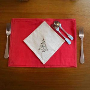 Serviette brodée Noël